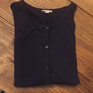 Navy Short Sleeve Button Up Sweater NWT